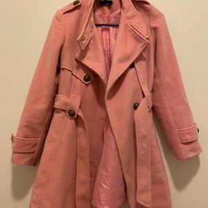 Pink Lapel Double Breasted Coat
